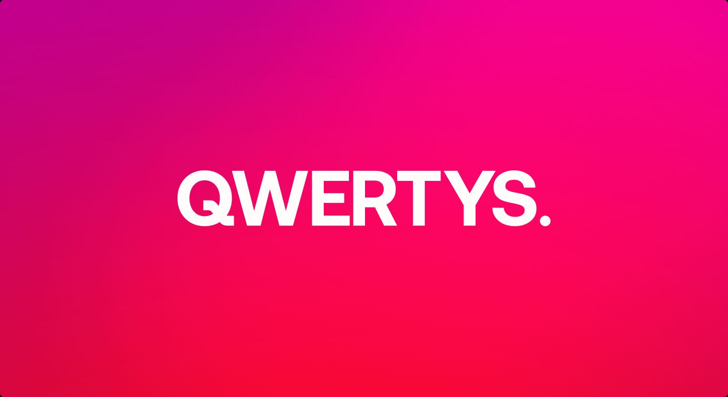 Qwertys wordmark in white on a pink-to-red gradient