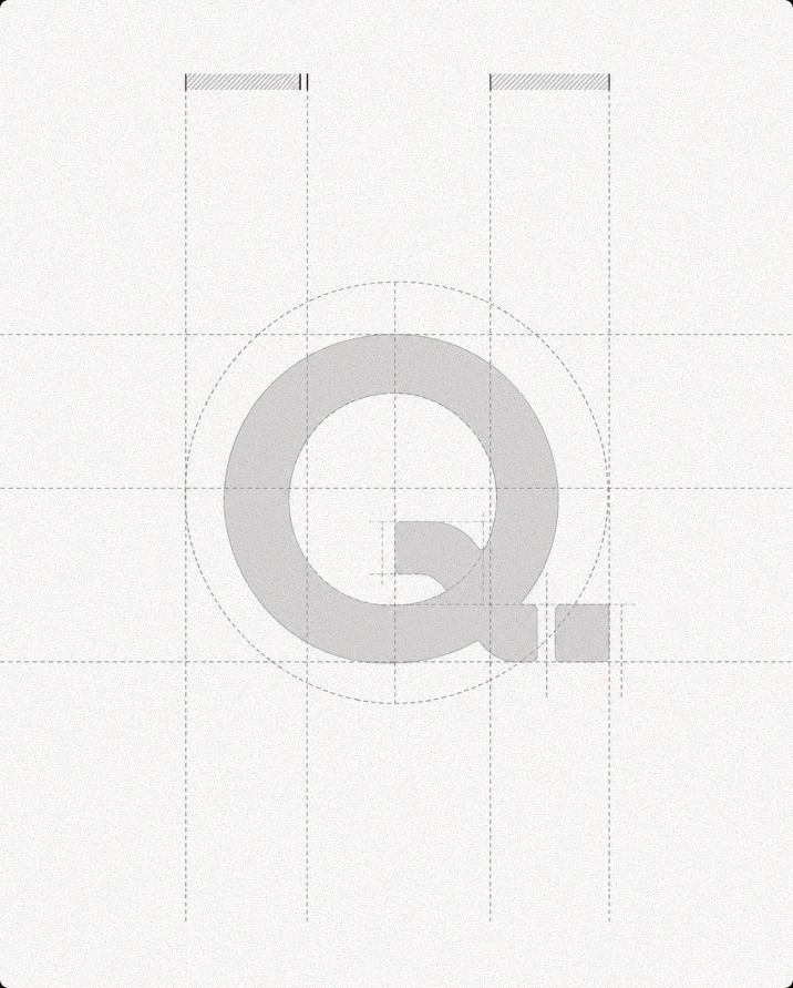 Construction grid of the Qwertys "Q." monogram
