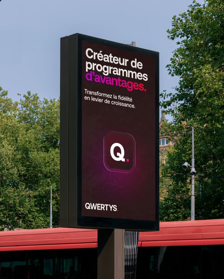 Street poster with the Qwertys campaign and app icon