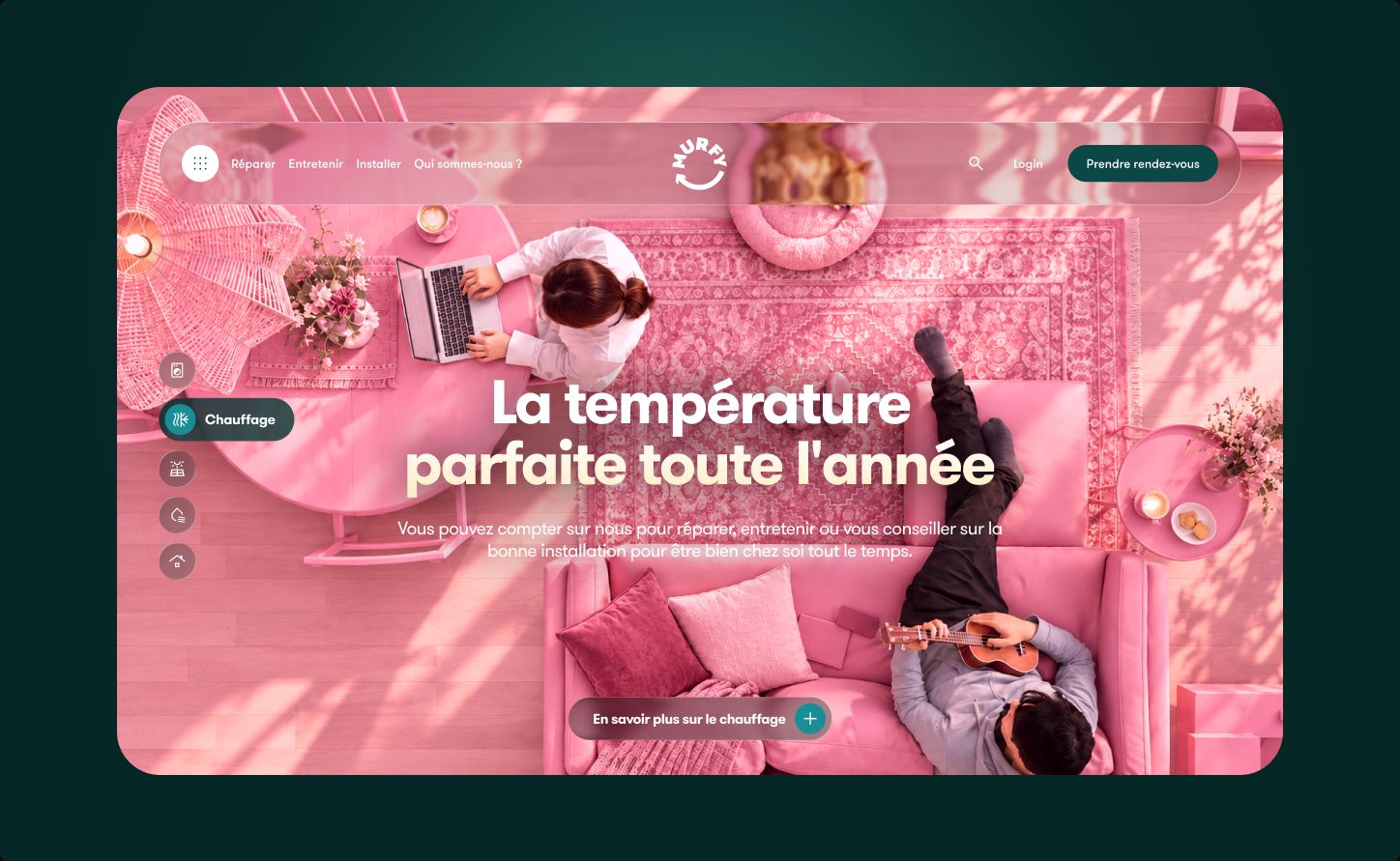 Murfy website hero "La température parfaite toute l'année"