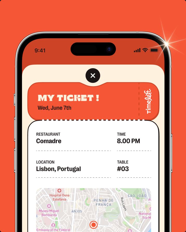 Phone showing a dinner ticket with restaurant