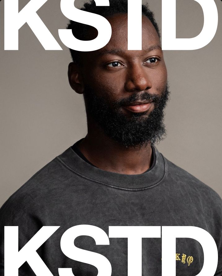 Creator portrait framed by large KSTD lettering