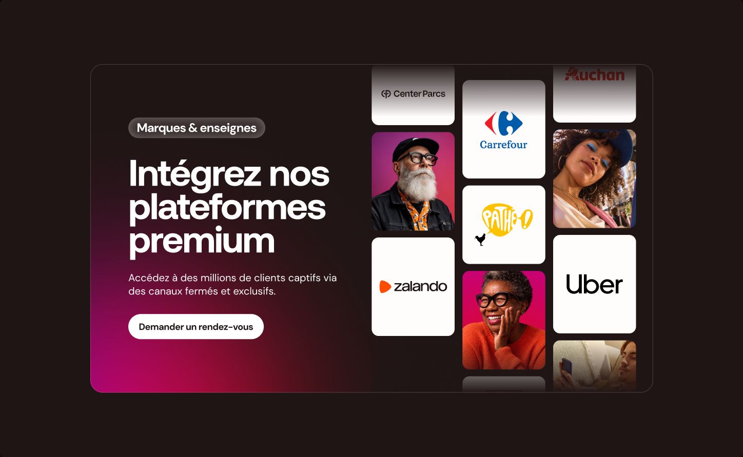 Partner brands banner: Intégrez nos plateformes premium