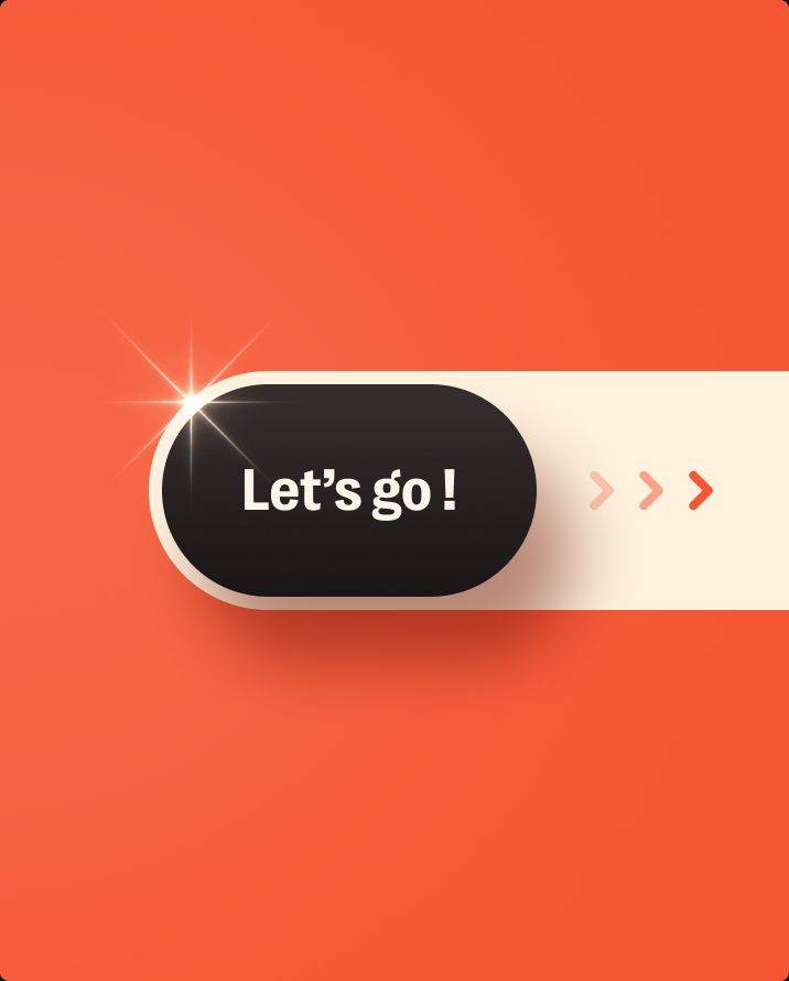 Slide-to-confirm "Let's go!" button detail on an orange background