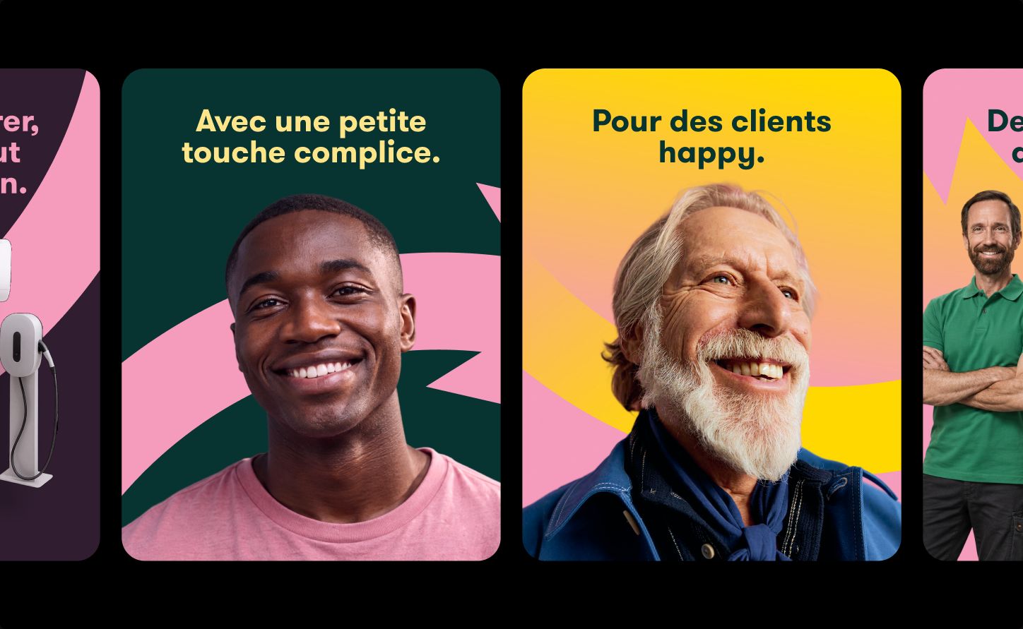 Campaign cards with customer and technician portraits